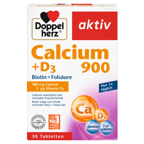 Abbildung der Produktverpackung Doppelherz aktiv Calcium 900 + D3 Frontansicht